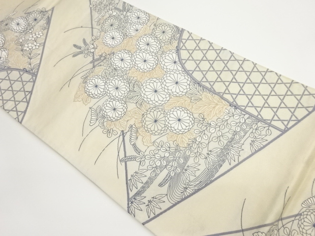 JAPANESE KIMONO / VINTAGE FUKURO OBI / WOVEN BUSH CLOVER & KIKU